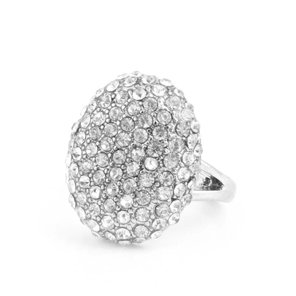 Simple Silver Cocktail Diamonds Ring - Picture 7 of 7